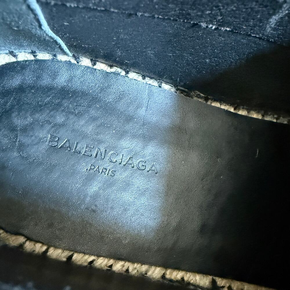 BALENCIAGA | Men's Black Leather Espadrilles Size 42 / Size 9 withTopy Sole - Picture 4 of 9